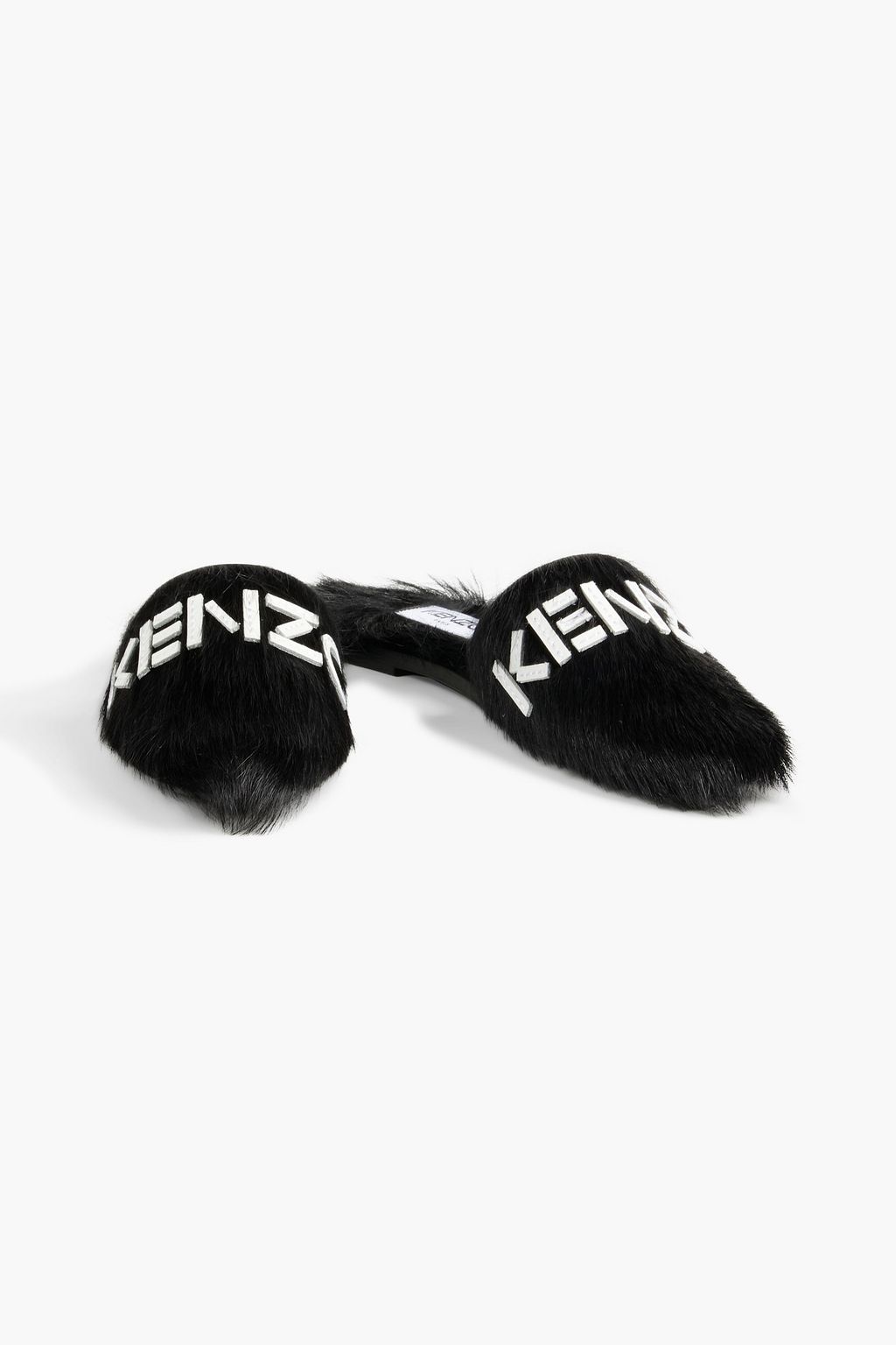 KENZO Logo-appliquéd shearling slippers