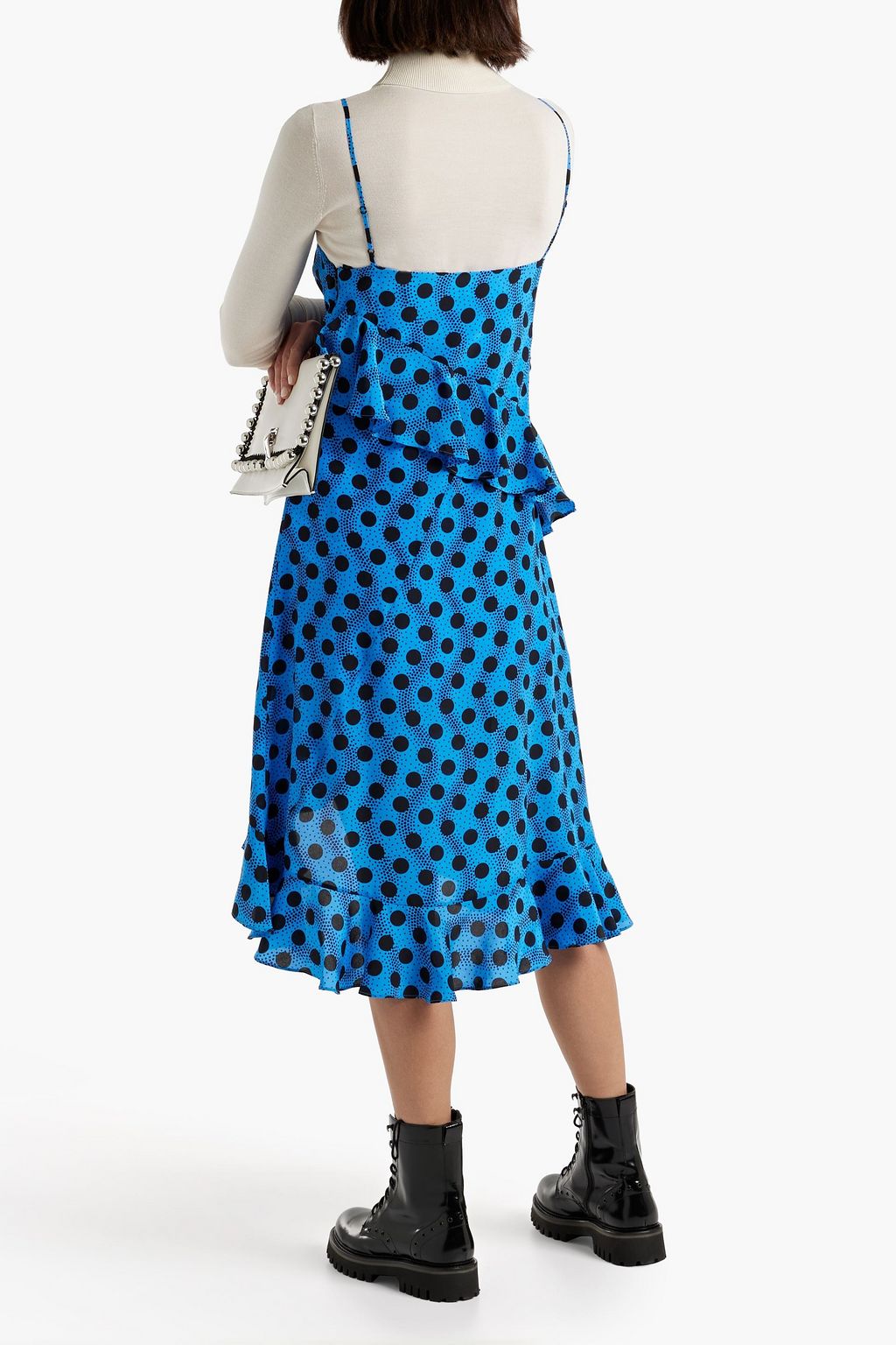 KENZO Asymmetric ruffled polka-dot silk dress