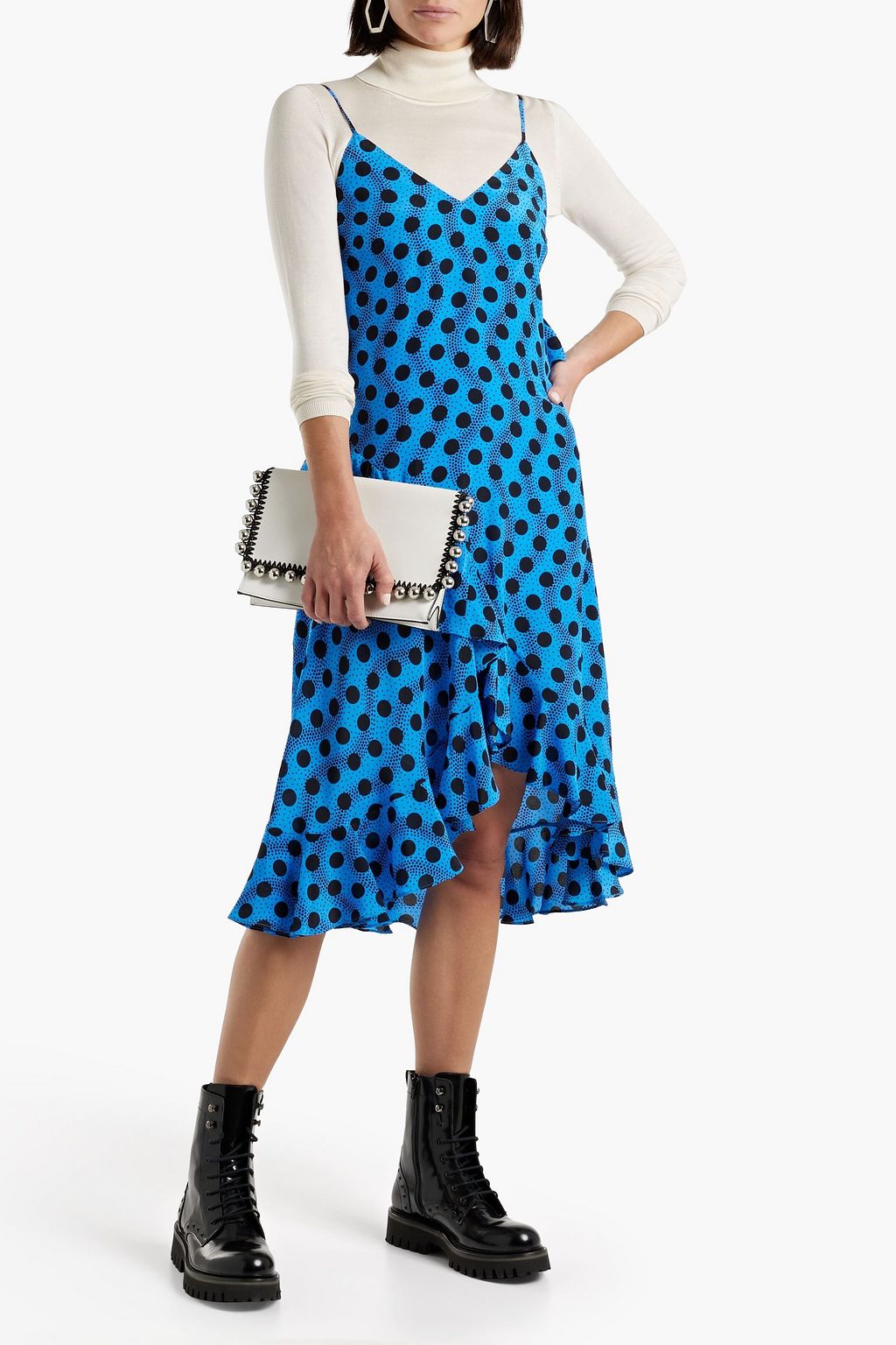 KENZO Asymmetric ruffled polka-dot silk dress