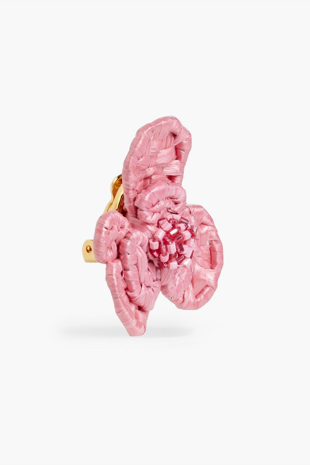 OSCAR DE LA RENTA Gold-tone, raffia and crystal clip earrings