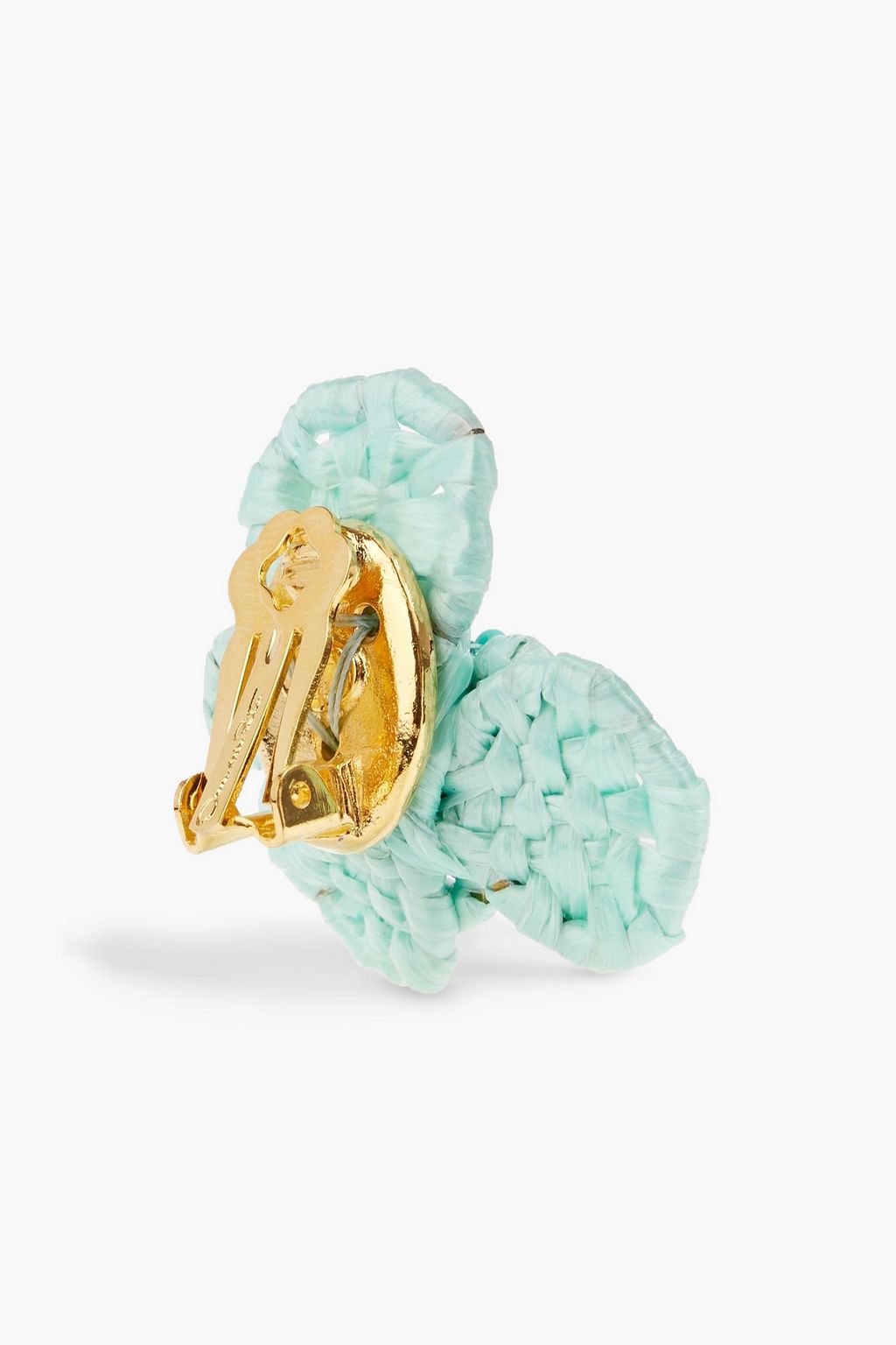 OSCAR DE LA RENTA Gold-tone, raffia and crystal clip earrings