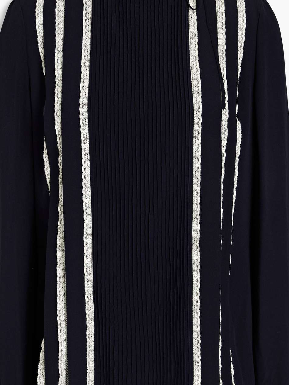 lace-trimmed pintucked silk blouse