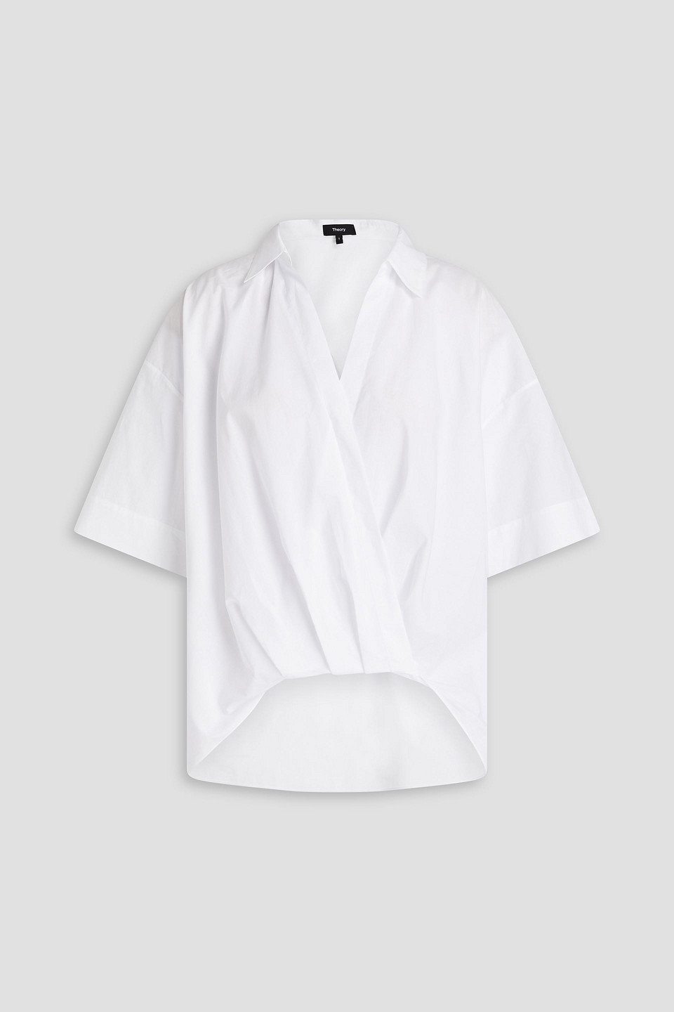 Theory Wrap-effect Slub Cotton Shirt In White