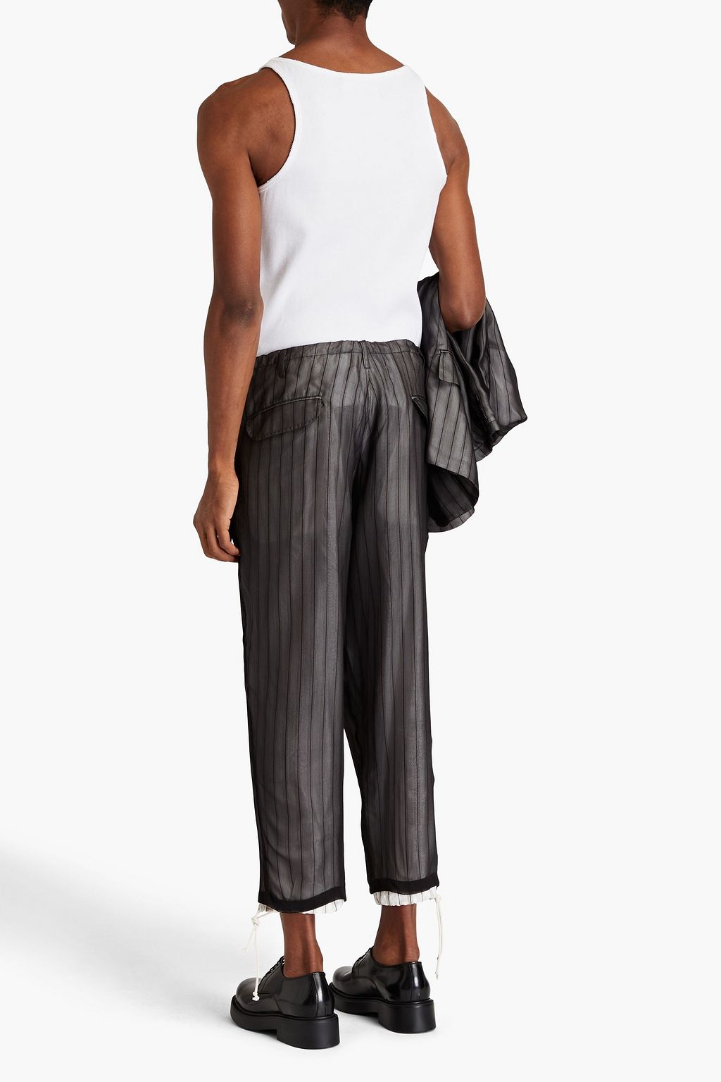 MAISON MARGIELA Tapered cropped silk-voile and jacquard pants