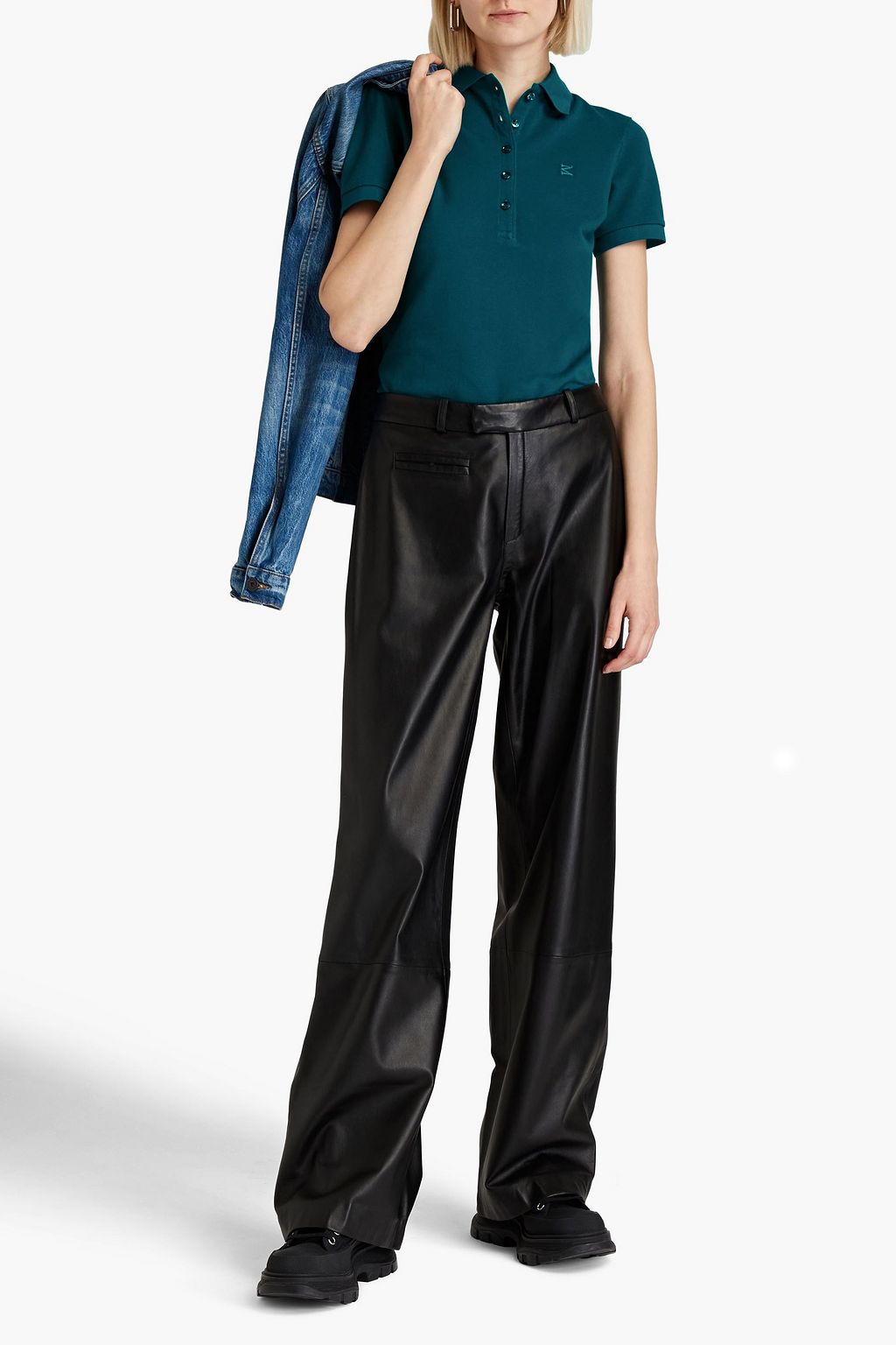 MAISON MARGIELA Poloshirt aus Baumwoll-Piqué mit Logostickerei