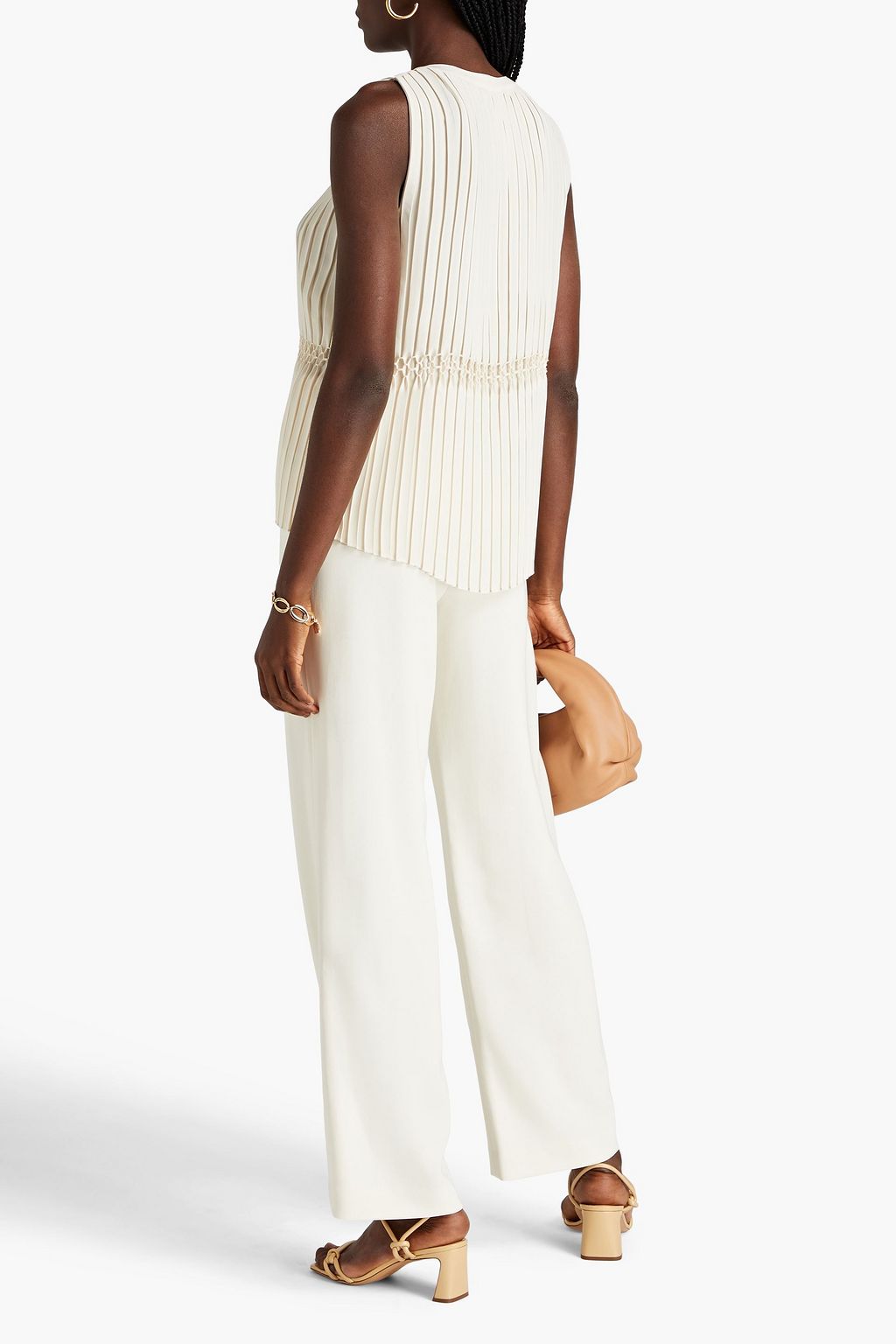 THEORY Pleated crepe top