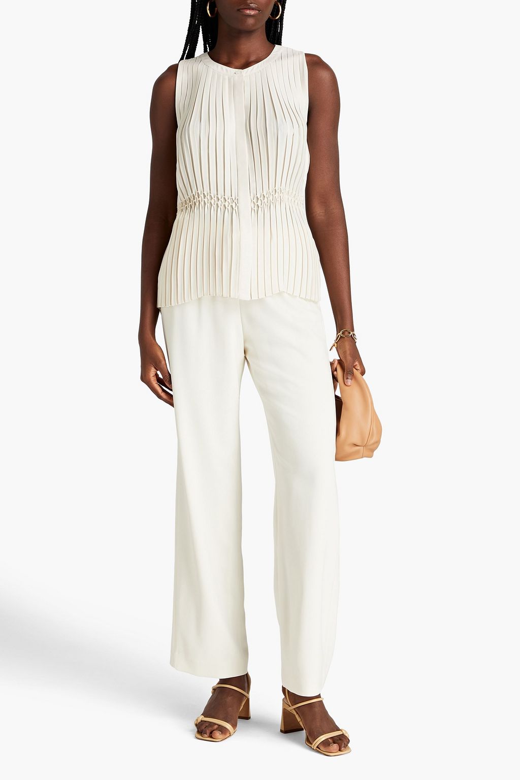 THEORY Pleated crepe top