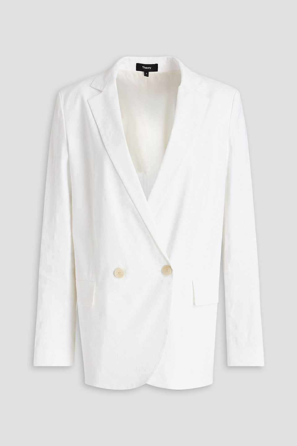 Theory - Double-breasted linen-blend blazer - White - US 10