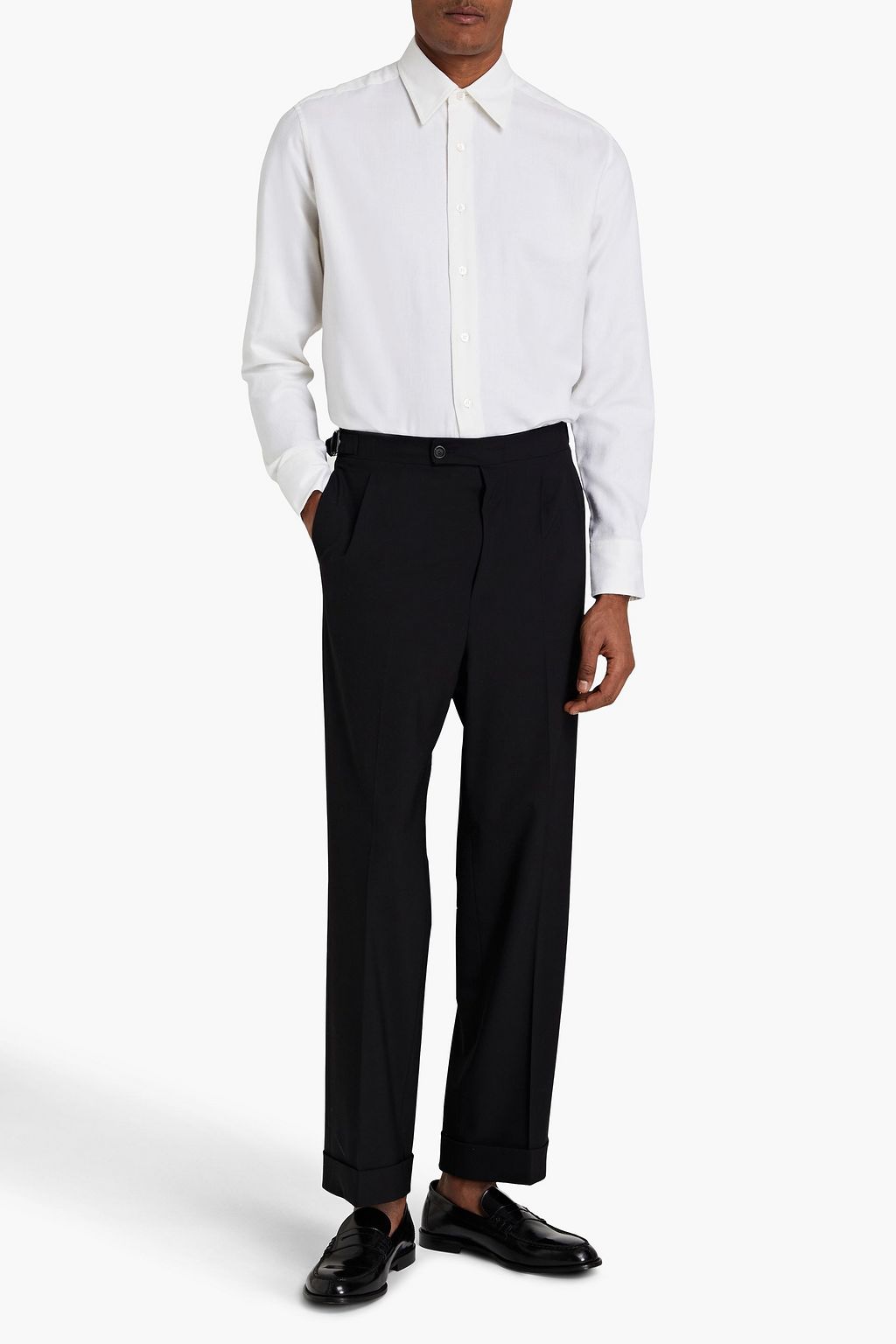 CANALI Pleated wool-blend pants