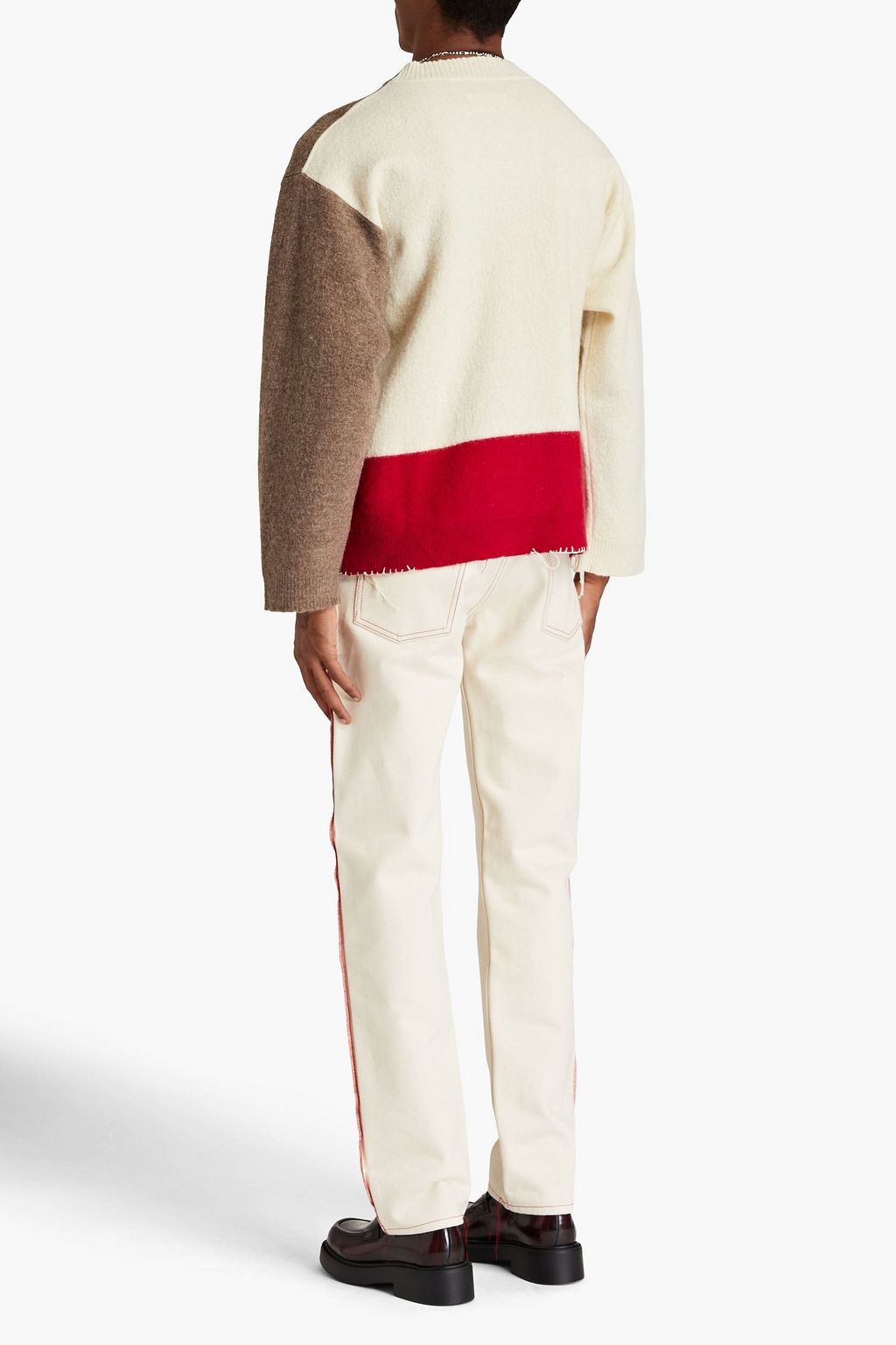 MAISON MARGIELA Color-block wool and cotton-blend felt sweater