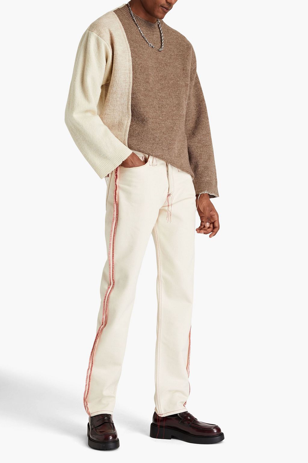 MAISON MARGIELA Color-block wool and cotton-blend felt sweater