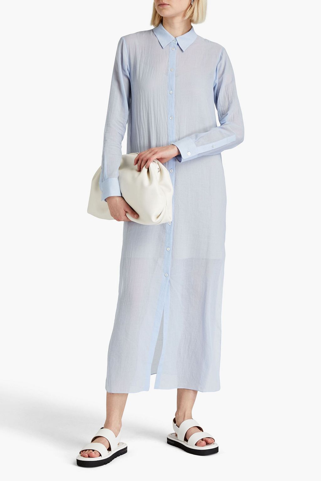 THEORY Crinkled cotton-voile midi shirt dress