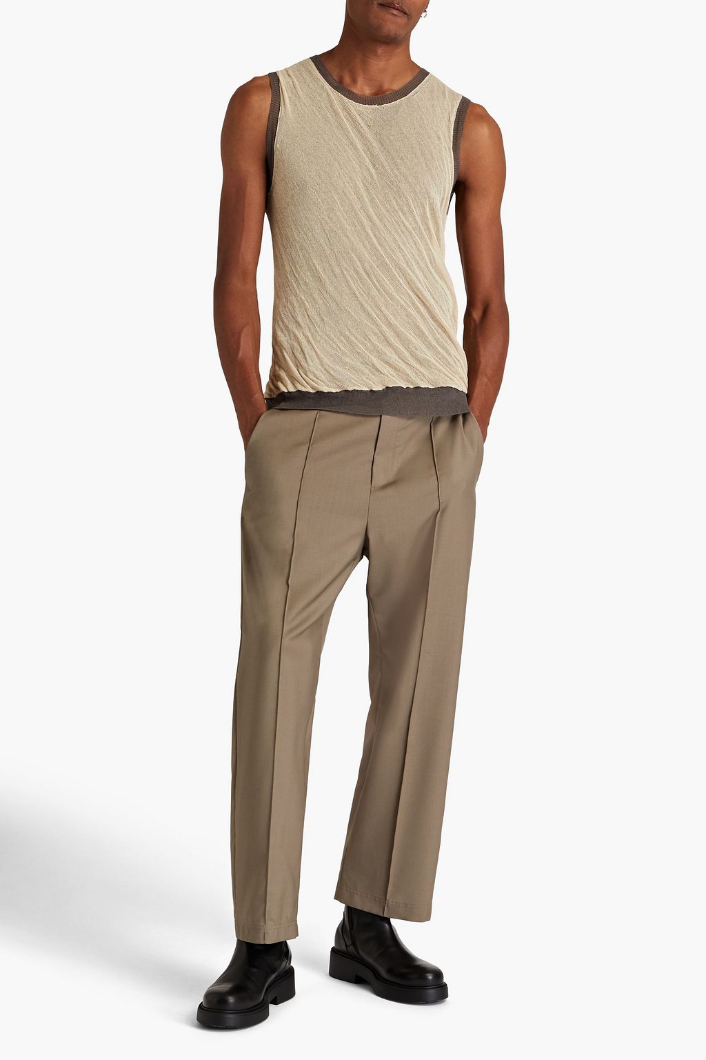 MAISON MARGIELA Two-tone crinkled cotton-gauze vest