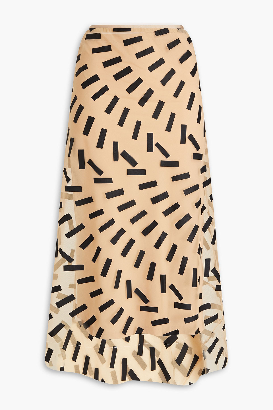Maison Margiela Printed Stretch-tulle Midi Skirt In Neutrals