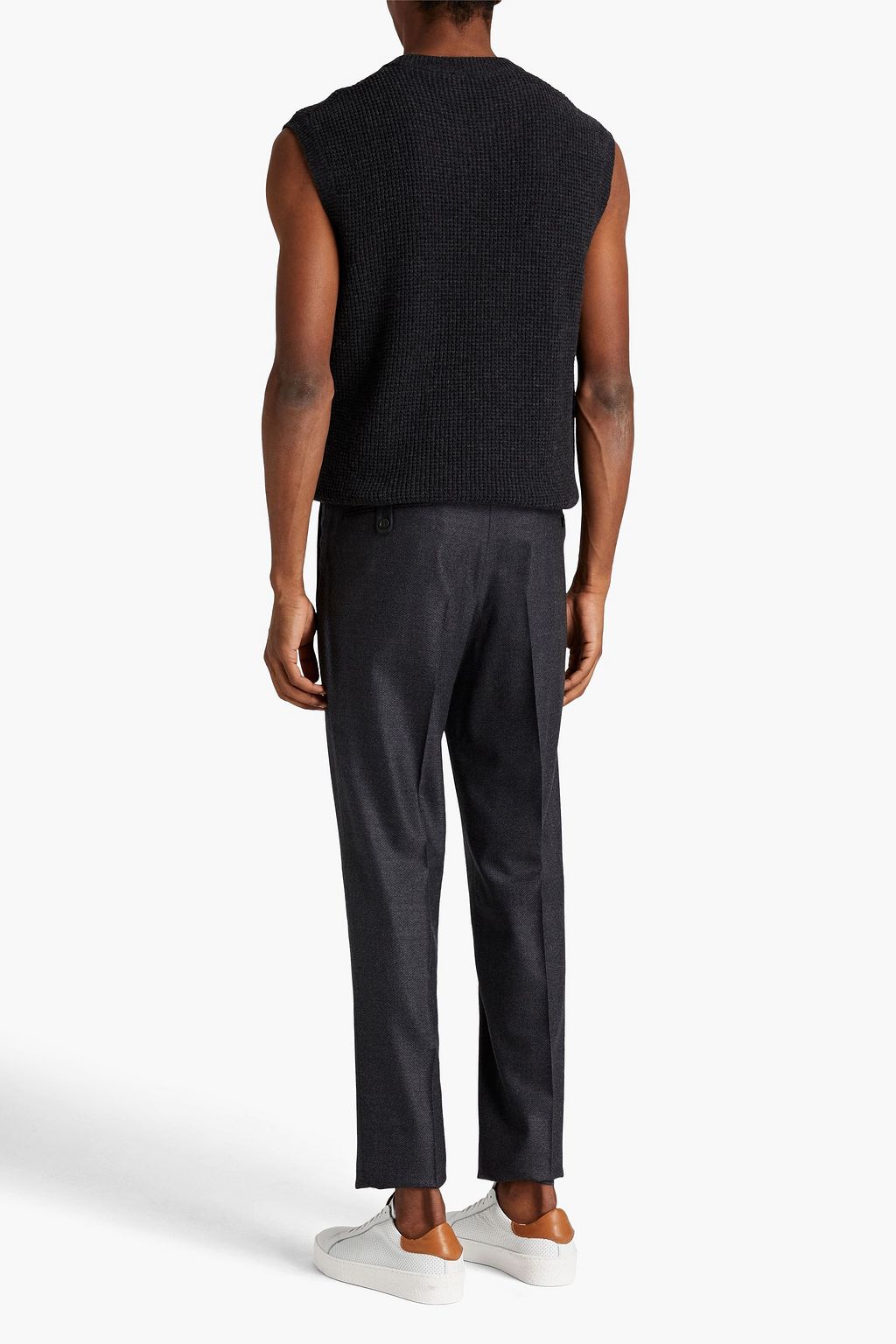 CANALI Slim-fit mélange brushed stretch wool-twill pants