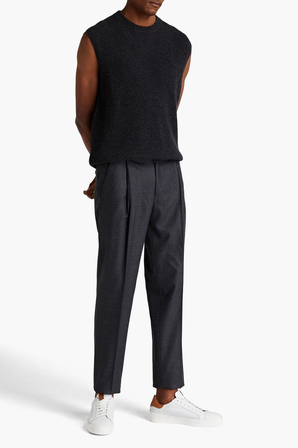 CANALI Slim-fit mélange brushed stretch wool-twill pants