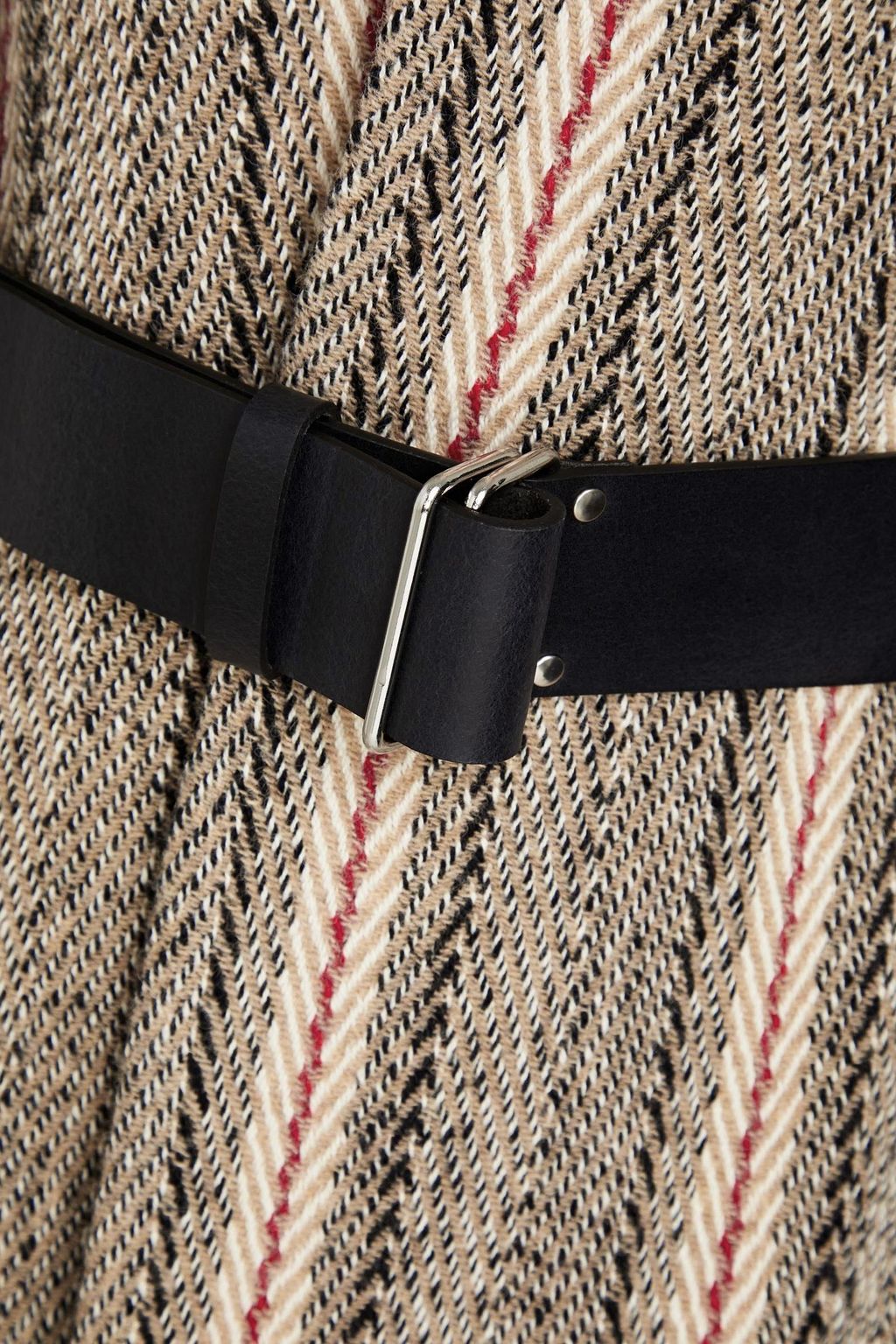 BA&SH Manteau Jacke aus einer Wollmischung mit Fischgratmuster und Gürtel
