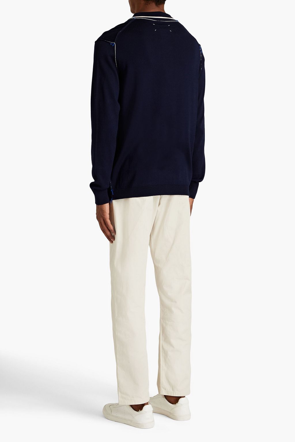 MAISON MARGIELA Two-tone cotton half-zip sweater