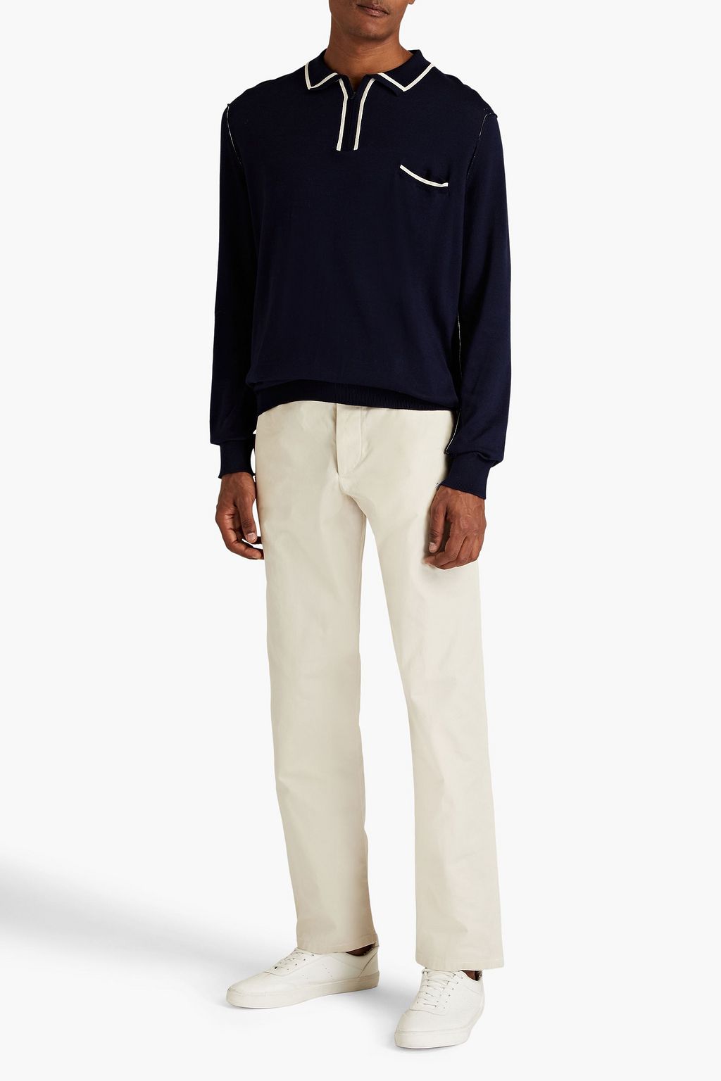 MAISON MARGIELA Two-tone cotton half-zip sweater