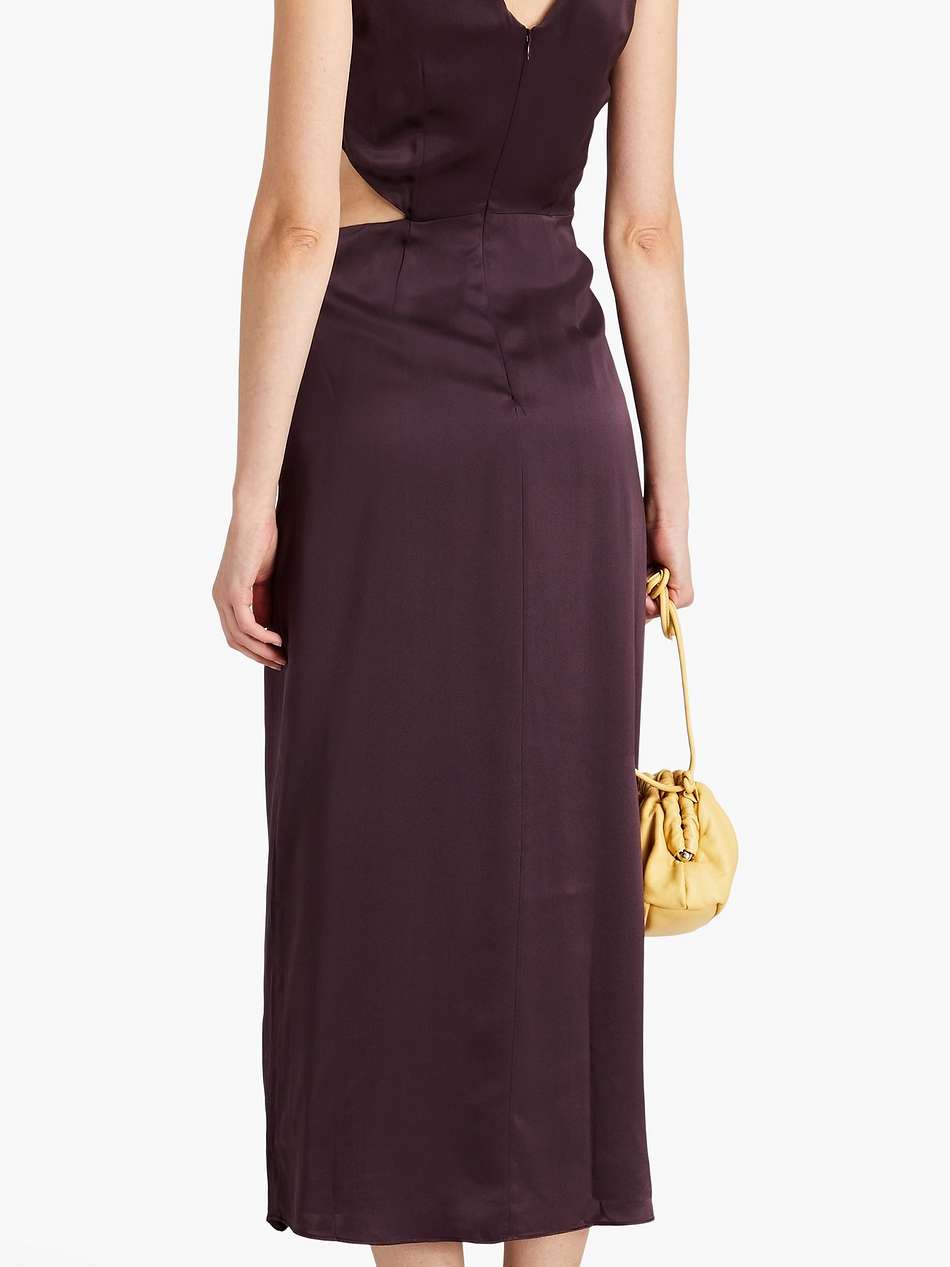 josephine twist-front cutout silk-satin crepe midi dress