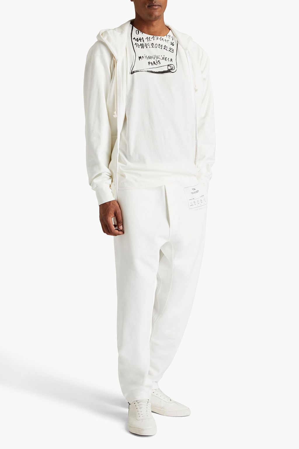MAISON MARGIELA Gathered French cotton-terry zip-up hoodie