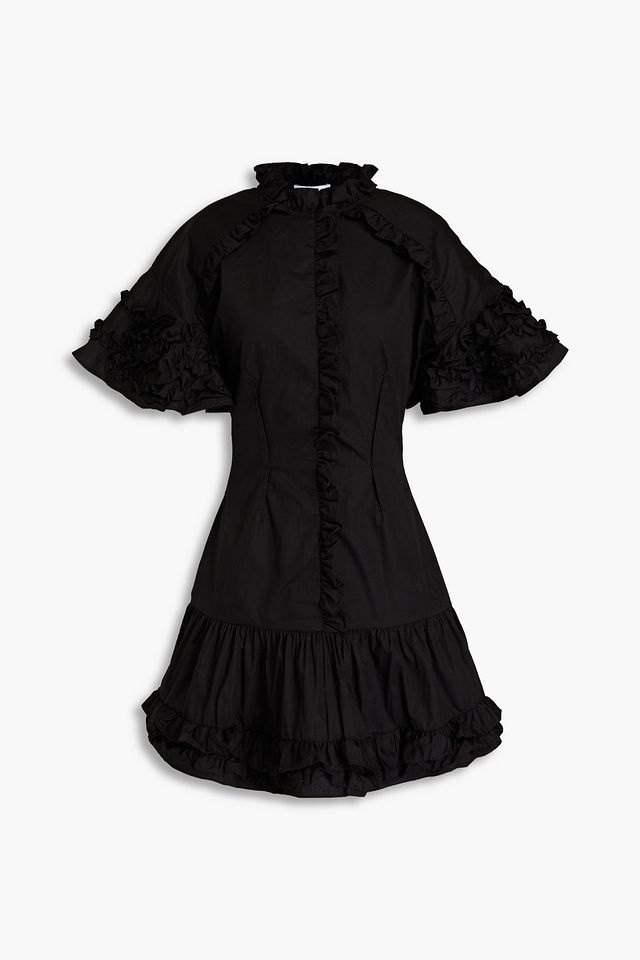 Genevieve ruffled organic cotton-poplin mini dress