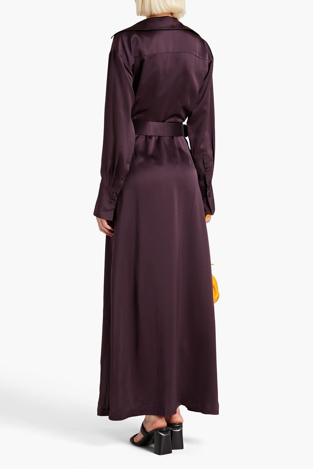NICHOLAS Belted wrap-effect silk-satin maxi dress
