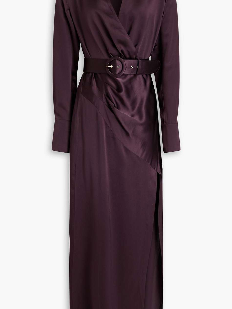 electra wrap-effect silk-satin gown