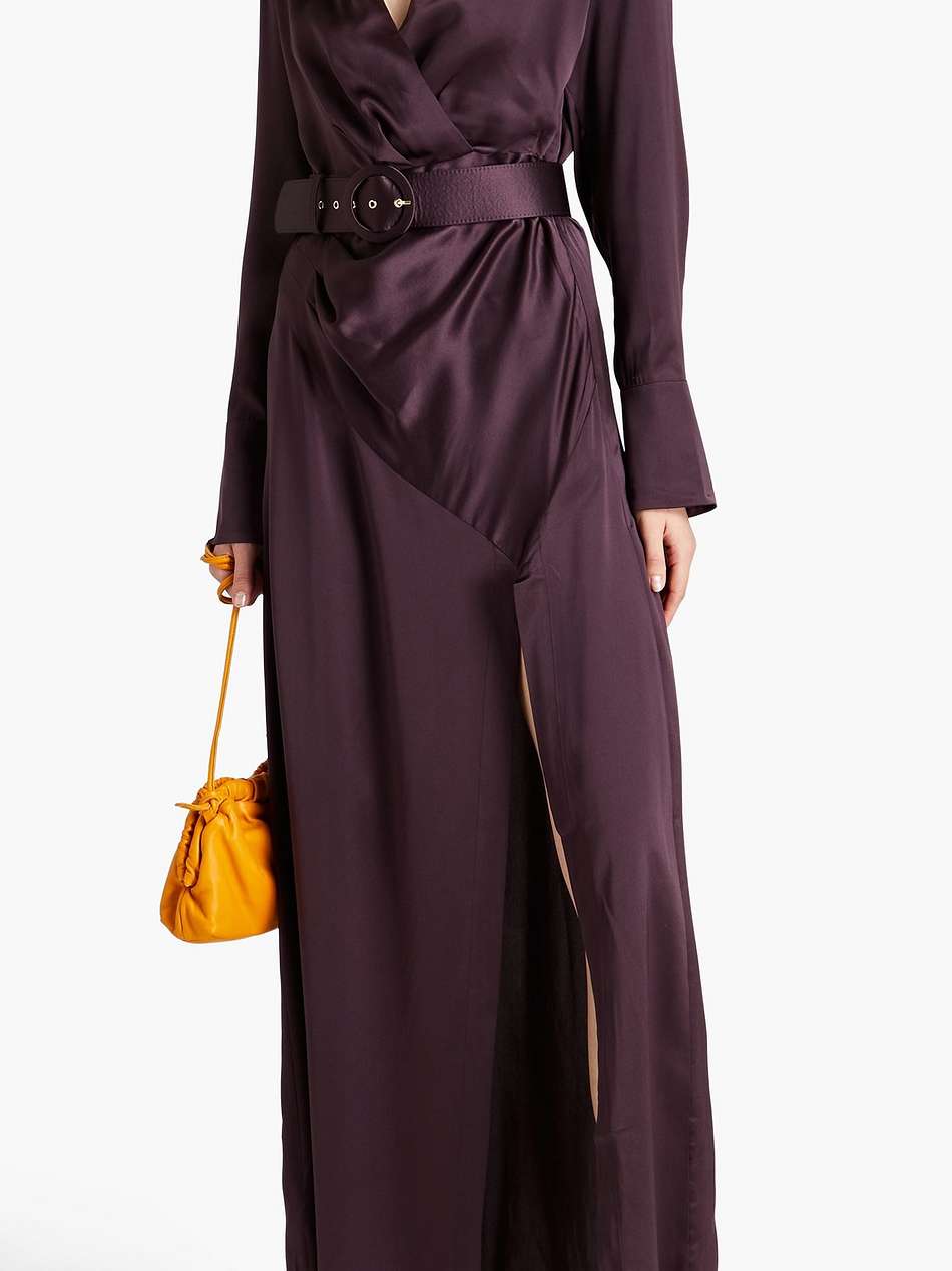 electra wrap-effect silk-satin gown