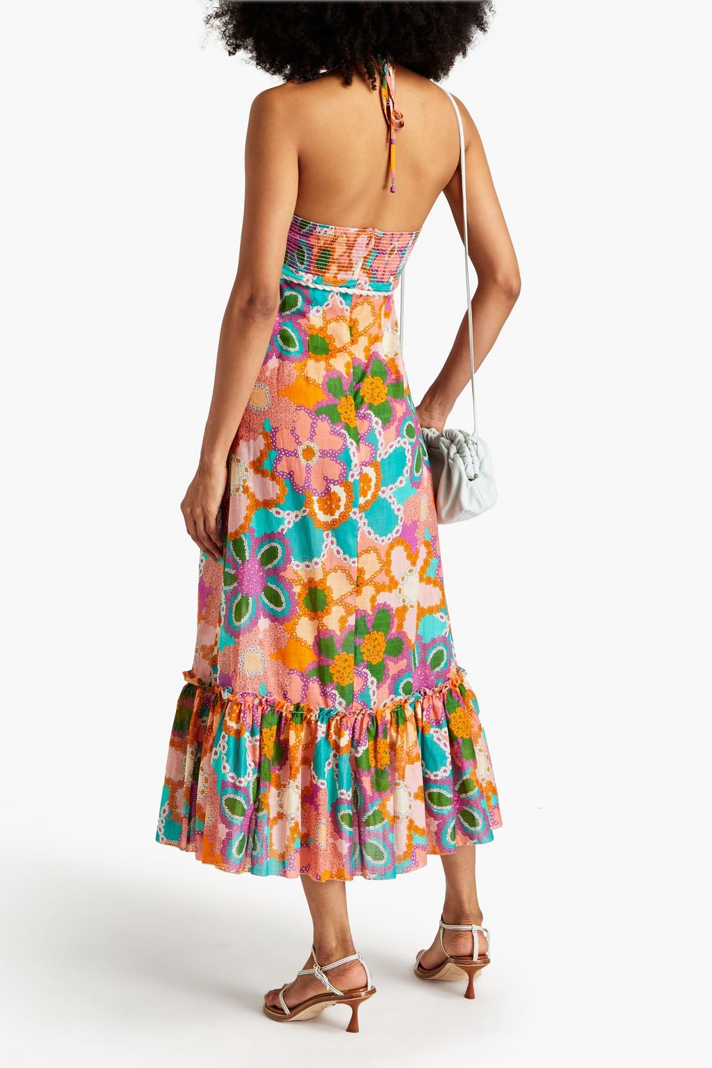 ZIMMERMANN Ruffled floral-print cotton midi halterneck dress