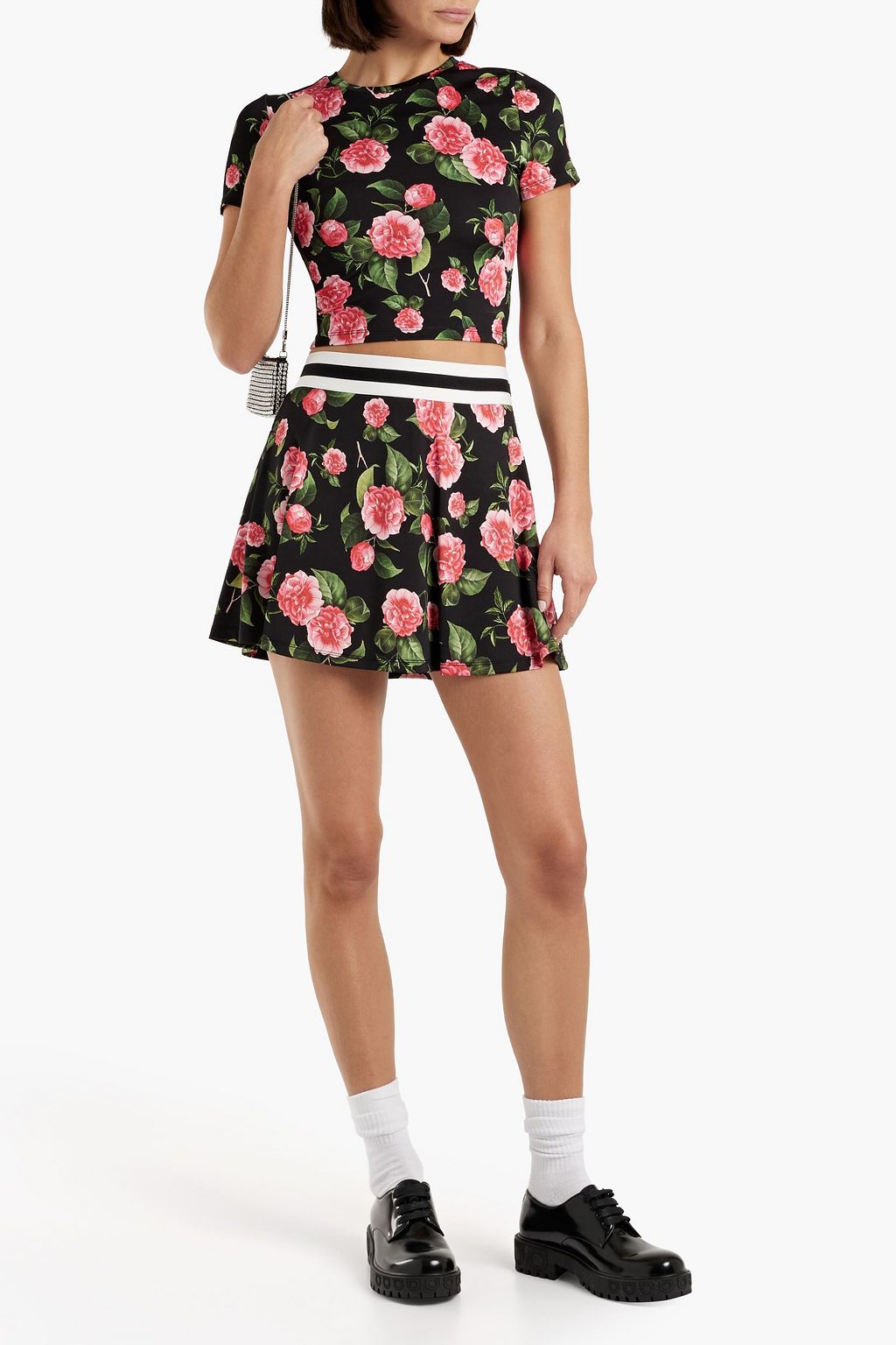 ALICE + OLIVIA Cindy cropped floral-print jersey T-shirt