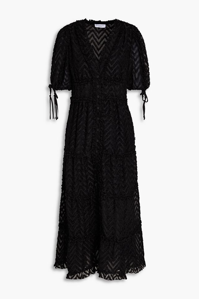 Tiered ruffle-trimmed georgette midi dress
