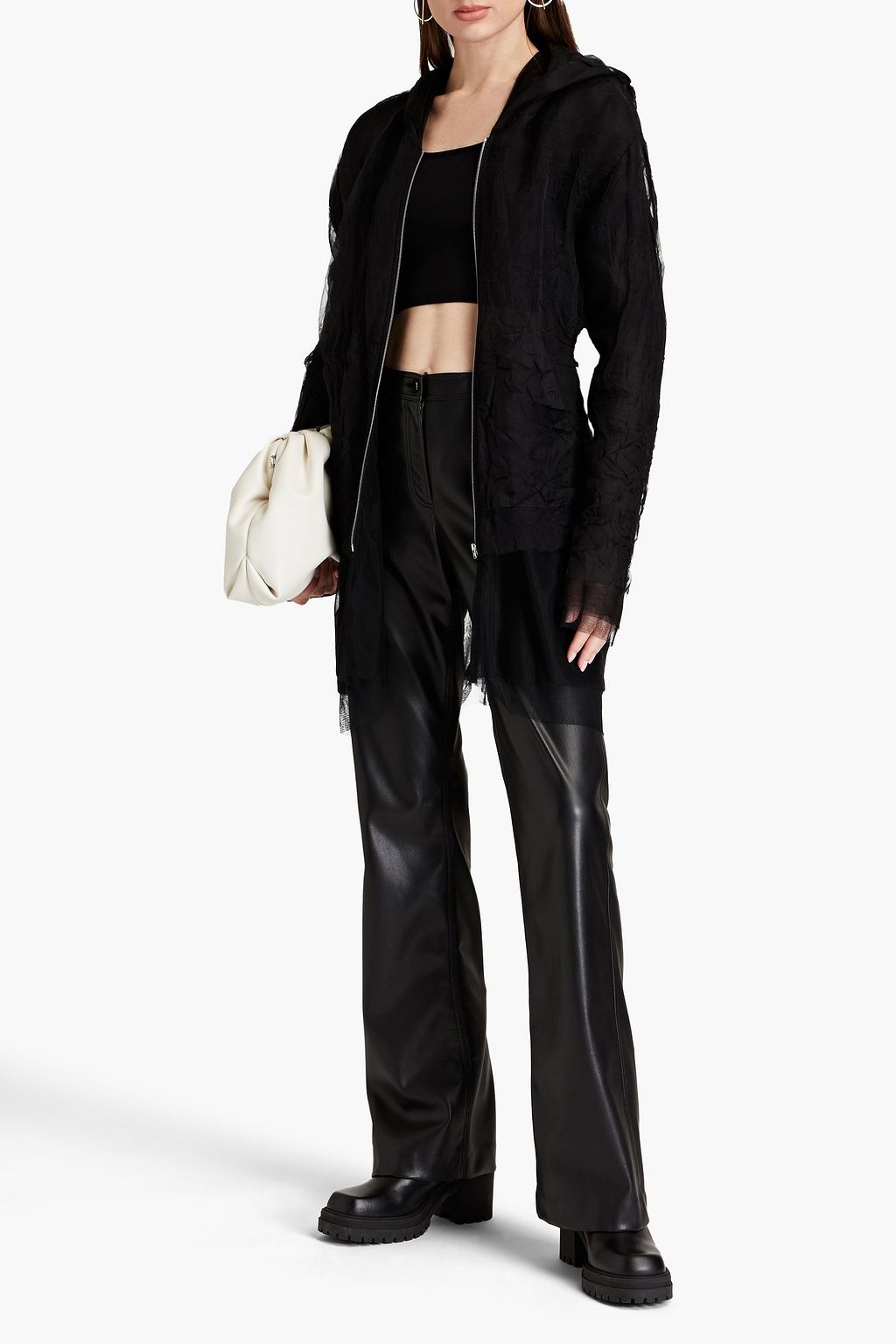 MAISON MARGIELA 실크 거즈 레이어드 후드 재킷