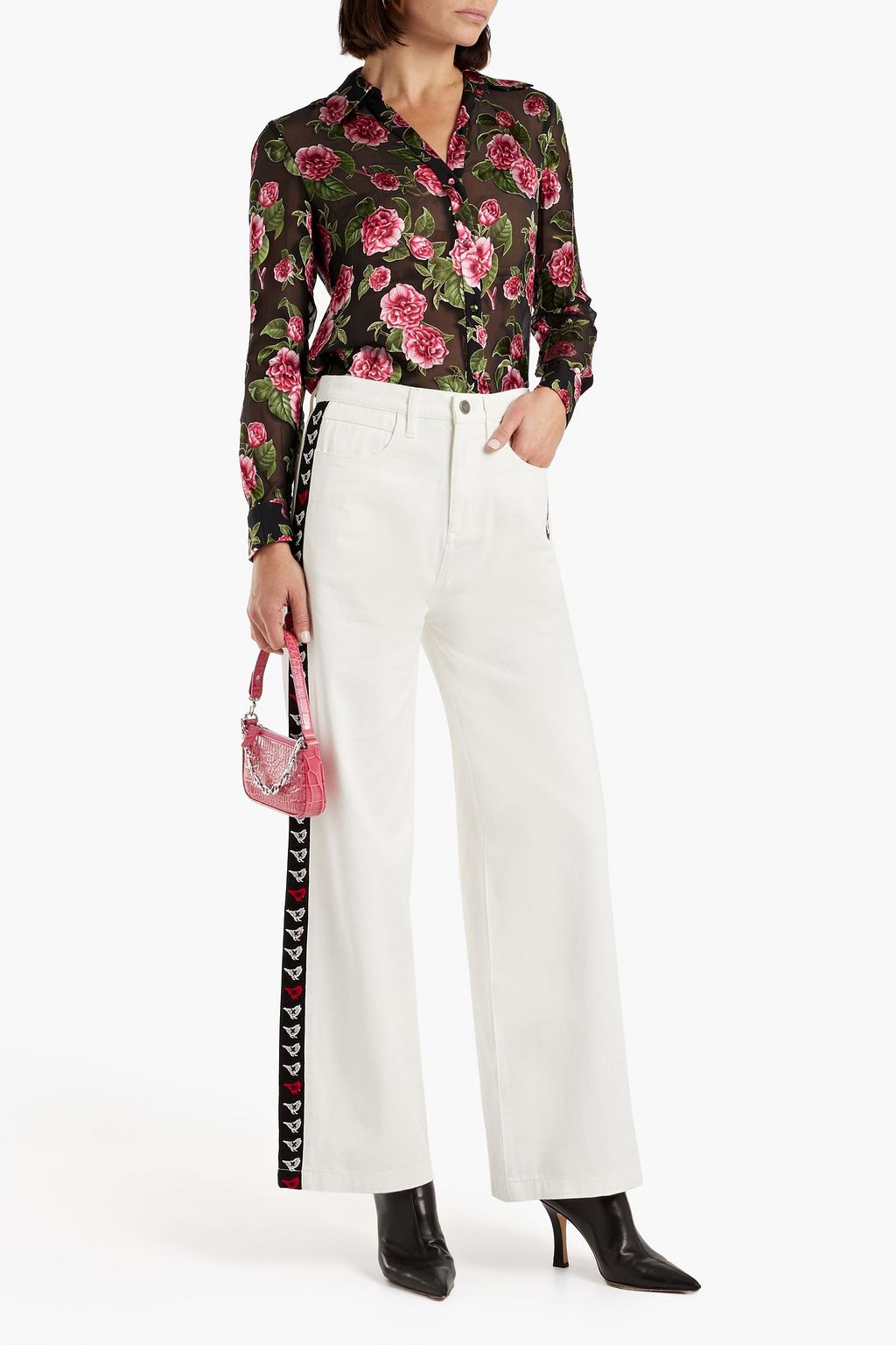 ALICE + OLIVIA フィルクーペシフォン ブラウス フローラルプリント