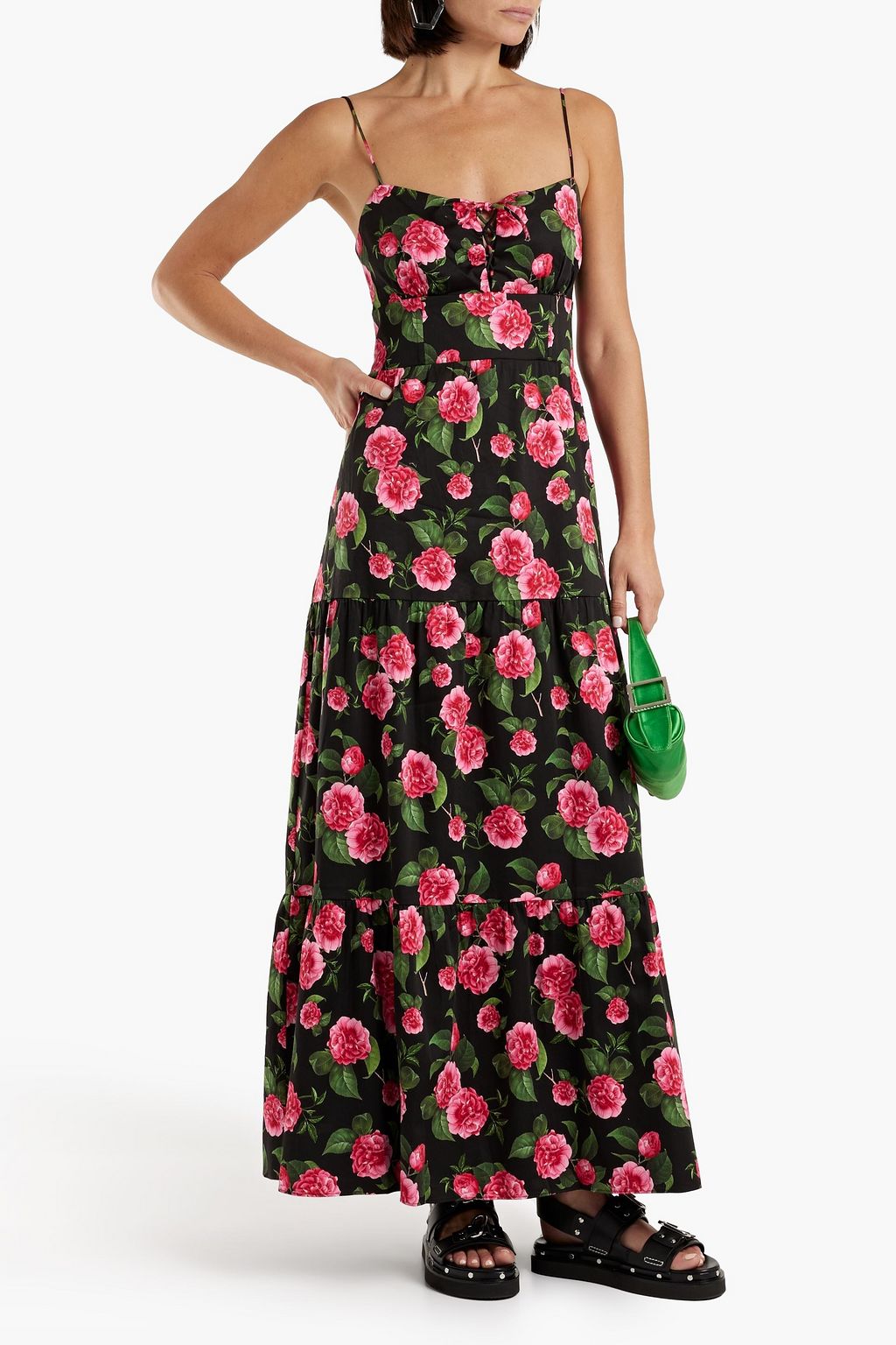 ALICE + OLIVIA Chantay smocked floral-print cotton-blend poplin maxi dress