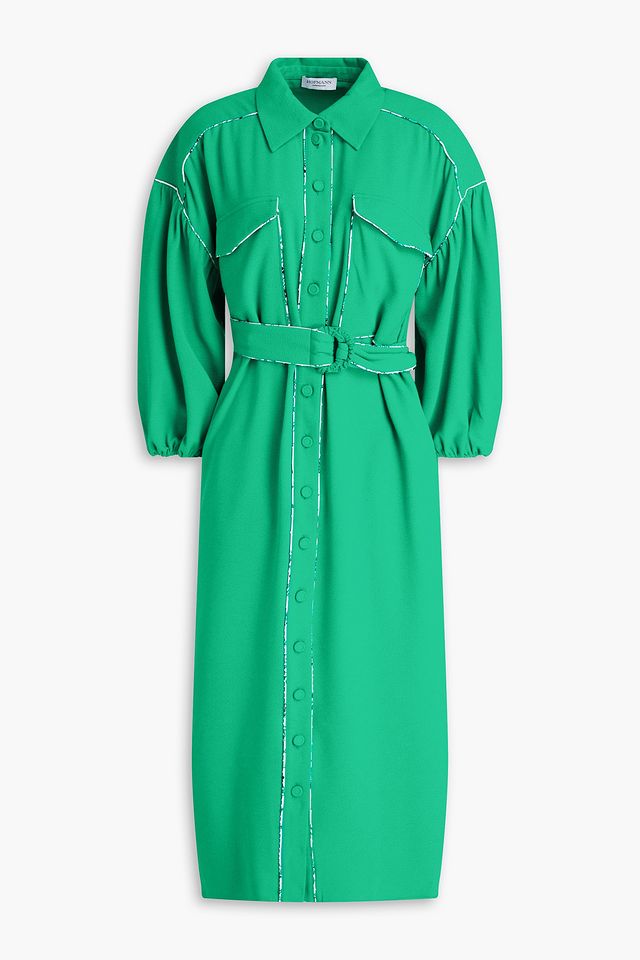 Crepe midi shirt dress