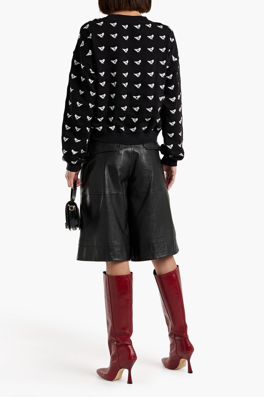 ALICE + OLIVIA JEANS Natalie embroidered French cotton-terry sweatshirt