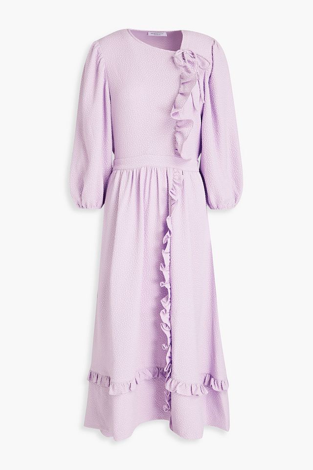 Ellese gathered ruffle-trimmed cloqué midi dress