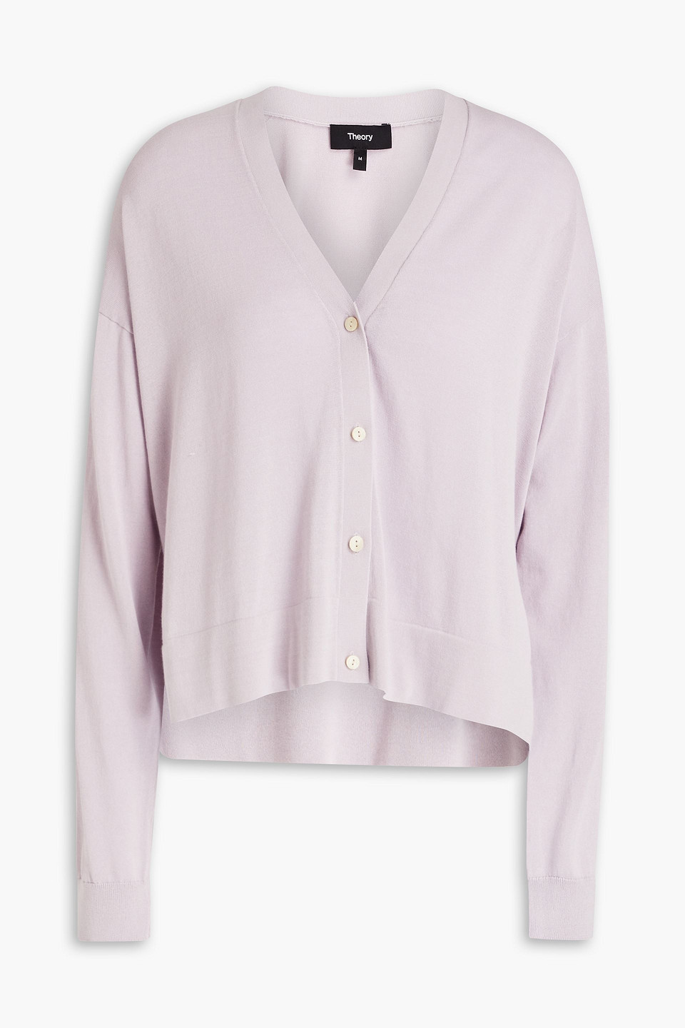 Theory Hanelee Cotton-blend Cardigan In Purple