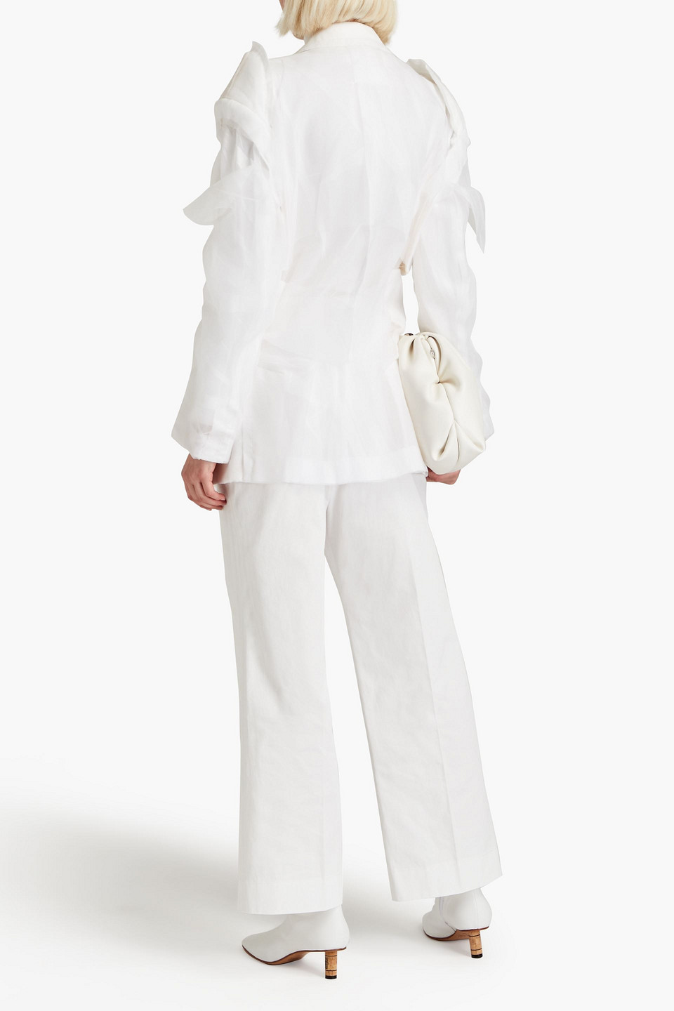 Shop Maison Margiela Layered Silk-georgette Blazer In Ivory