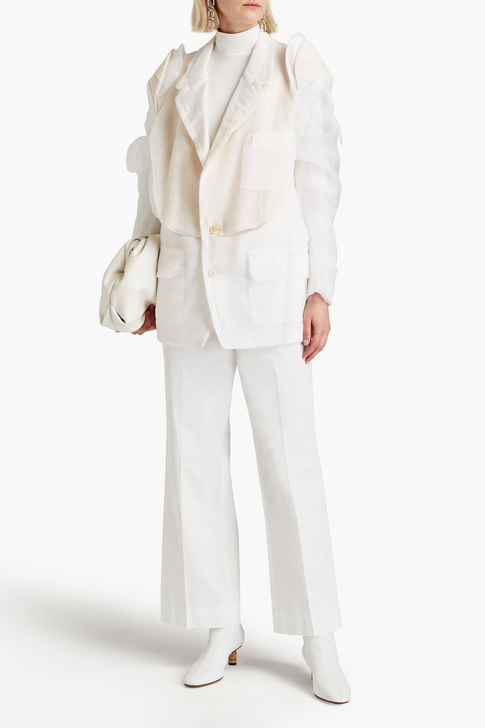 Shop Maison Margiela Layered Silk-georgette Blazer In Ivory