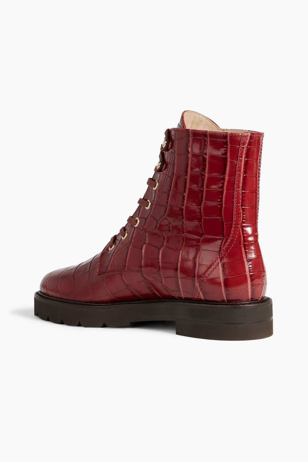 STUART WEITZMAN Mila croc-effect leather combat boots
