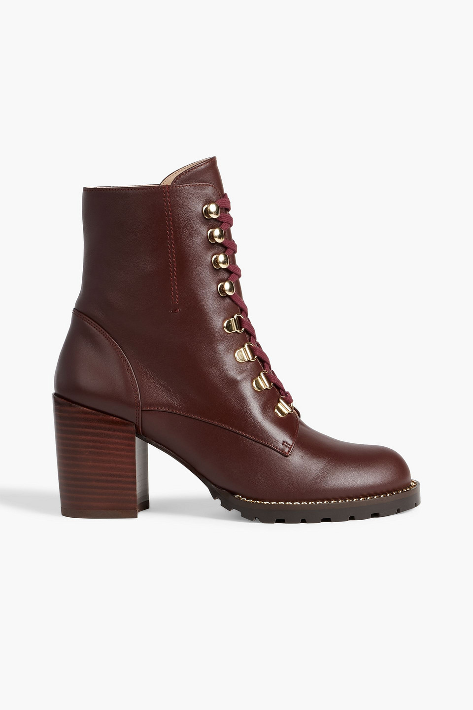 Stuart Weitzman Kolbie Lace-up Leather Ankle Boots In Merlot