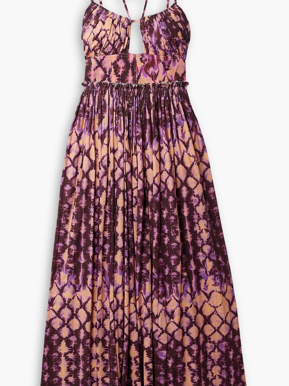 freya cutout tie-dyed cotton-jersey midi dress