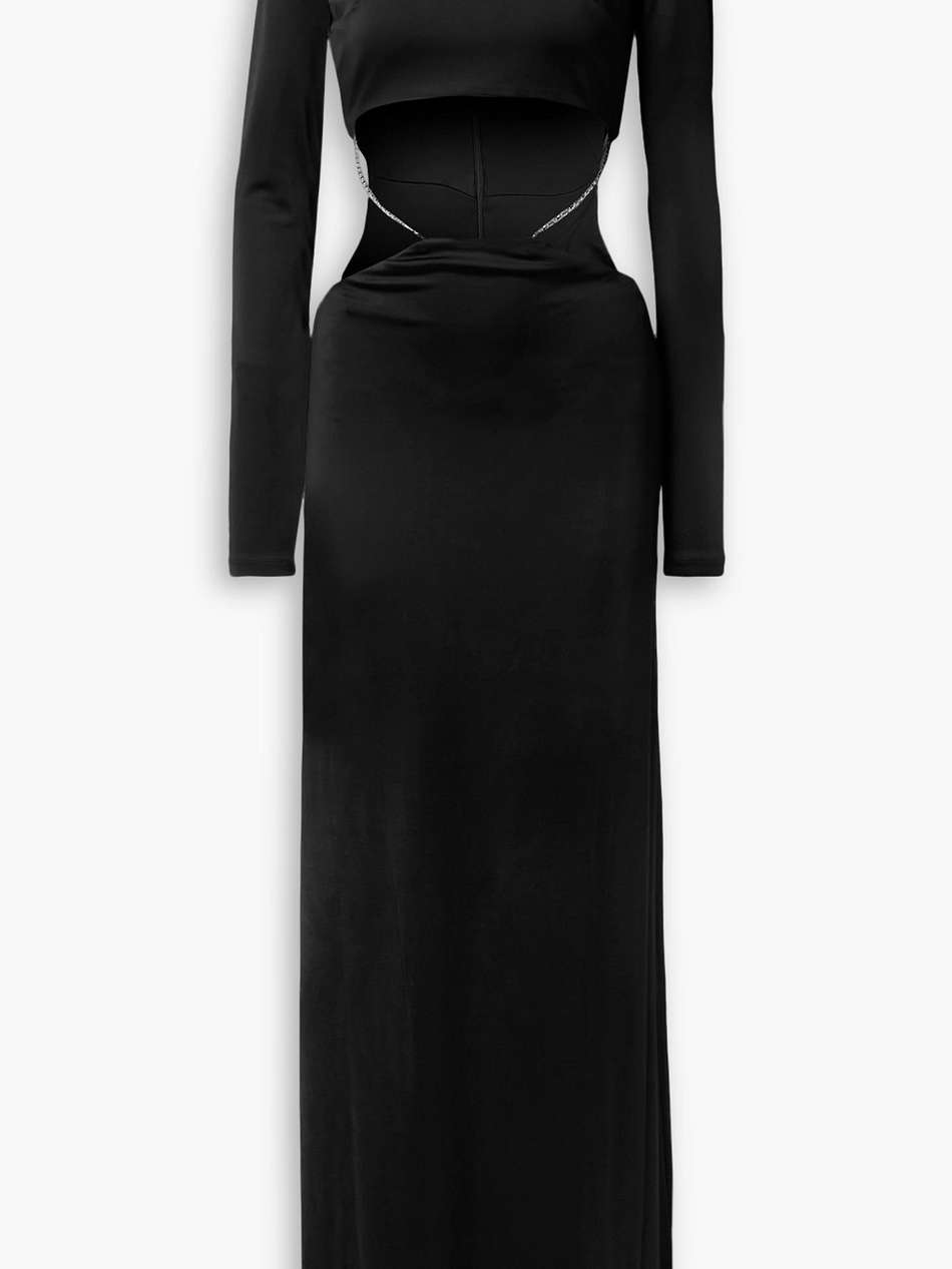 luisa cutout chain-embellished satin-jersey gown