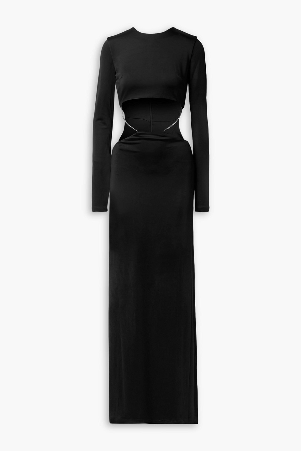 Et Ochs Luisa Cutout Crystal-embellished Glossed-jersey Gown In Schwarz