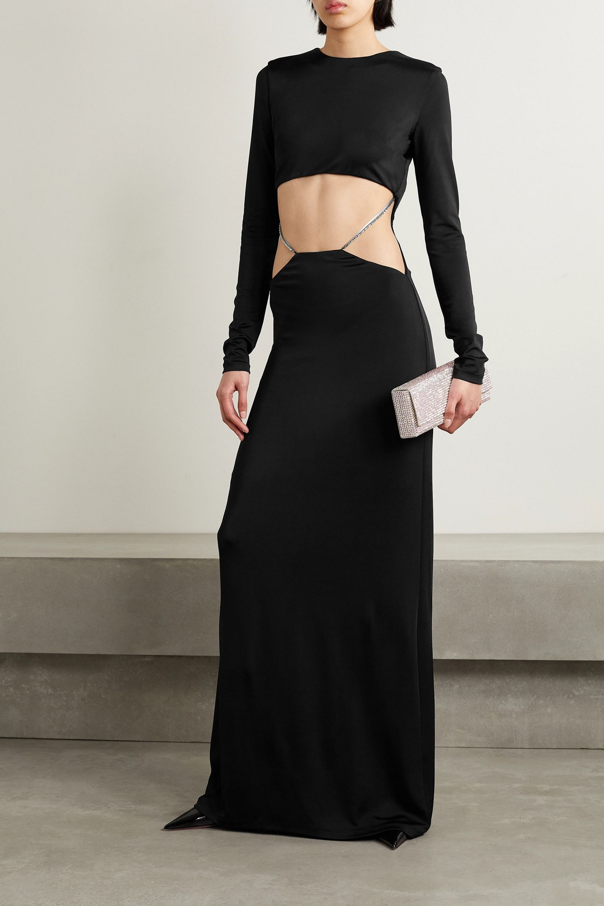 ET OCHS Luisa cutout chain-embellished satin-jersey gown