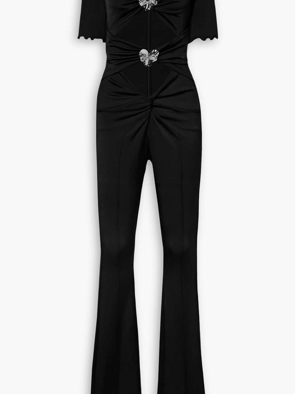carson embellished cutout stretch-satin jersey jumpsuit