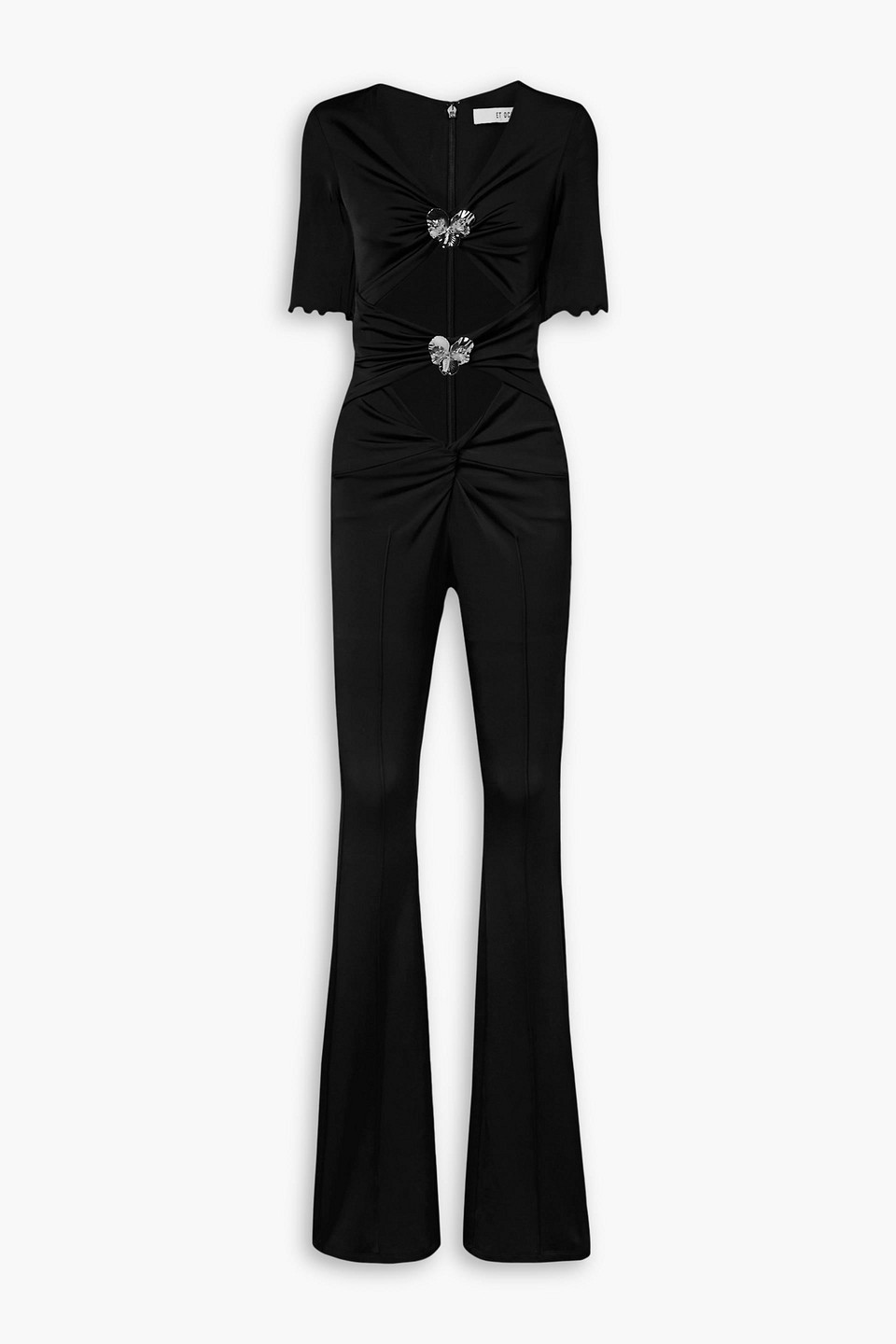Carson embellished cutout stretch-satin jersey jumpsuit