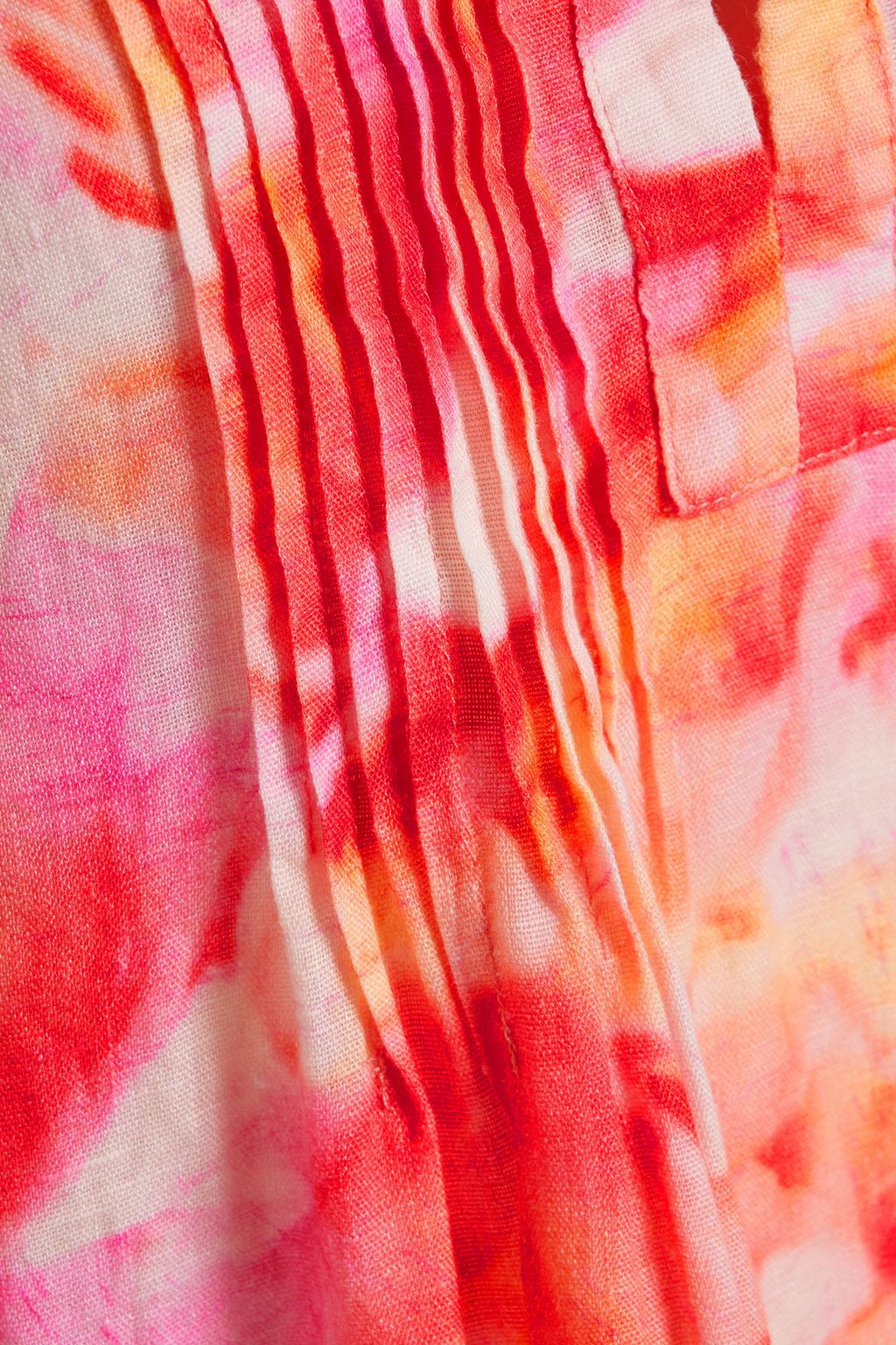 120% LINO Pintucked printed linen mini dress